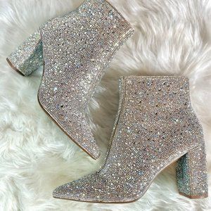 Betsey Johnson Rhinestone Heeled Booties size 9